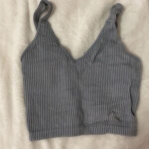 DRY GOODS - Gray Ribbed Women's Top (built in bra)